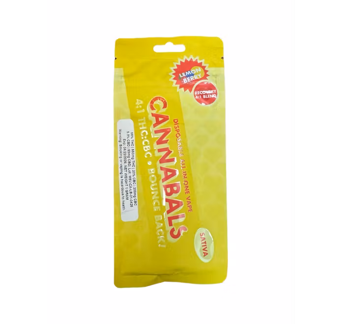 Photograph of product: Cannabals | Vape | Mood State: Recovery: Lemon Berry | 1g AIO