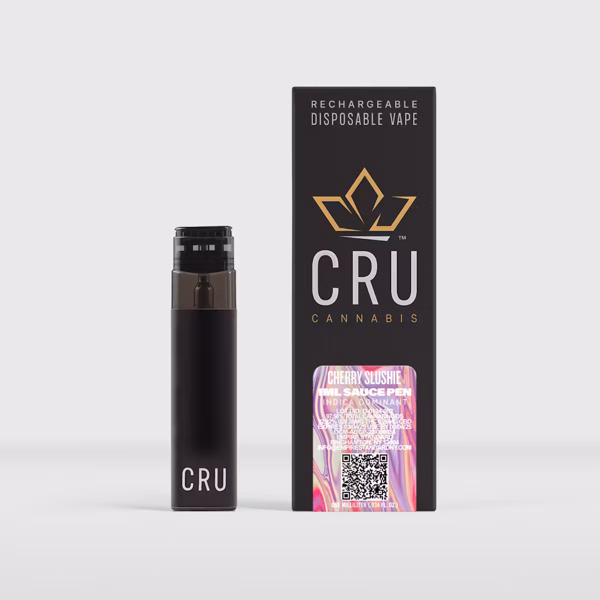 Photograph of Product: CRU | Cherry Slushie | Live Resin Disposable | 1G