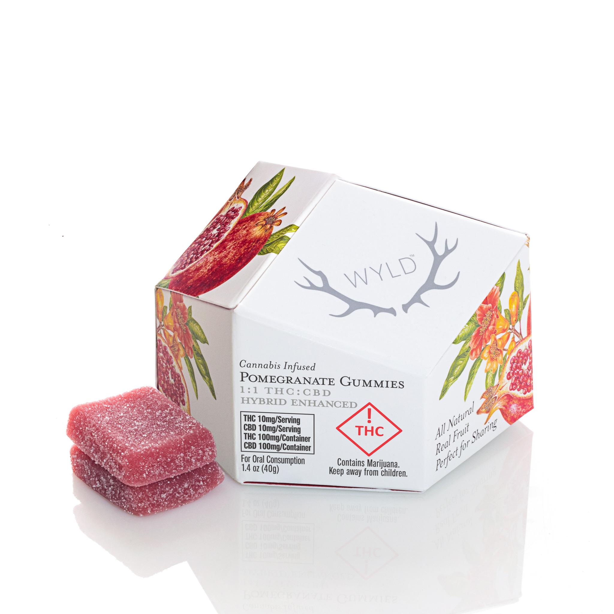 Photograph of product: Wyld | Pomegranate Gummies | TH-oui:CBD | Hybrid