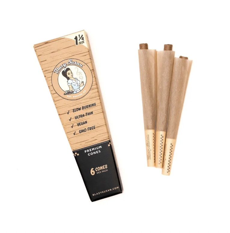 Photograph of product: Blazy Susan - Unbleached 1 1/4" Prerolled Cones (6 Pack)