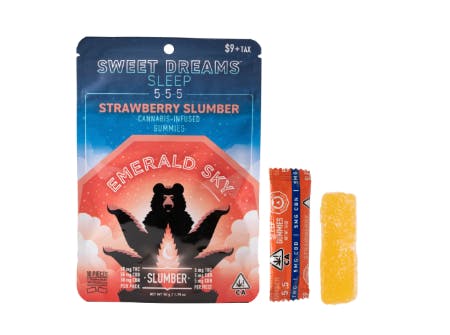 Photograph of product: Emerald Sky Sweet Dreams Gummies 5ct 50mg Oui'd Strawberry Slumber 5:5:5 TH-oui/CBD/CBN - 