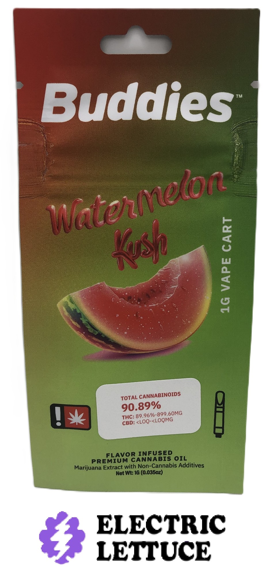 Photograph of product: Buddies Watermelon Kush Flavored Cartridge 1g