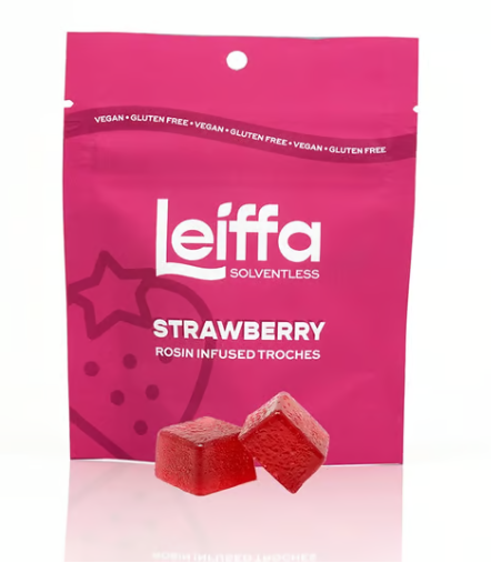 Photograph of product: Leiffa Strawberry (H) Live Rosin Troches 50mg (10pk)