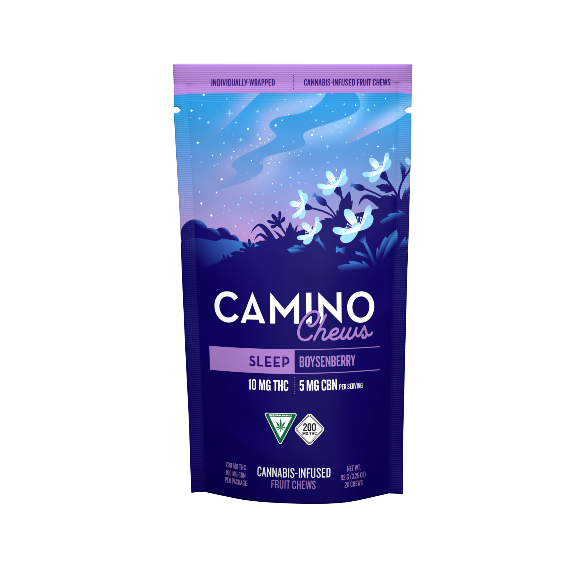Photograph of product: CAMINO BOYSENBERRY CHEWS 10:5 (TH-oui:CBN) 200MG