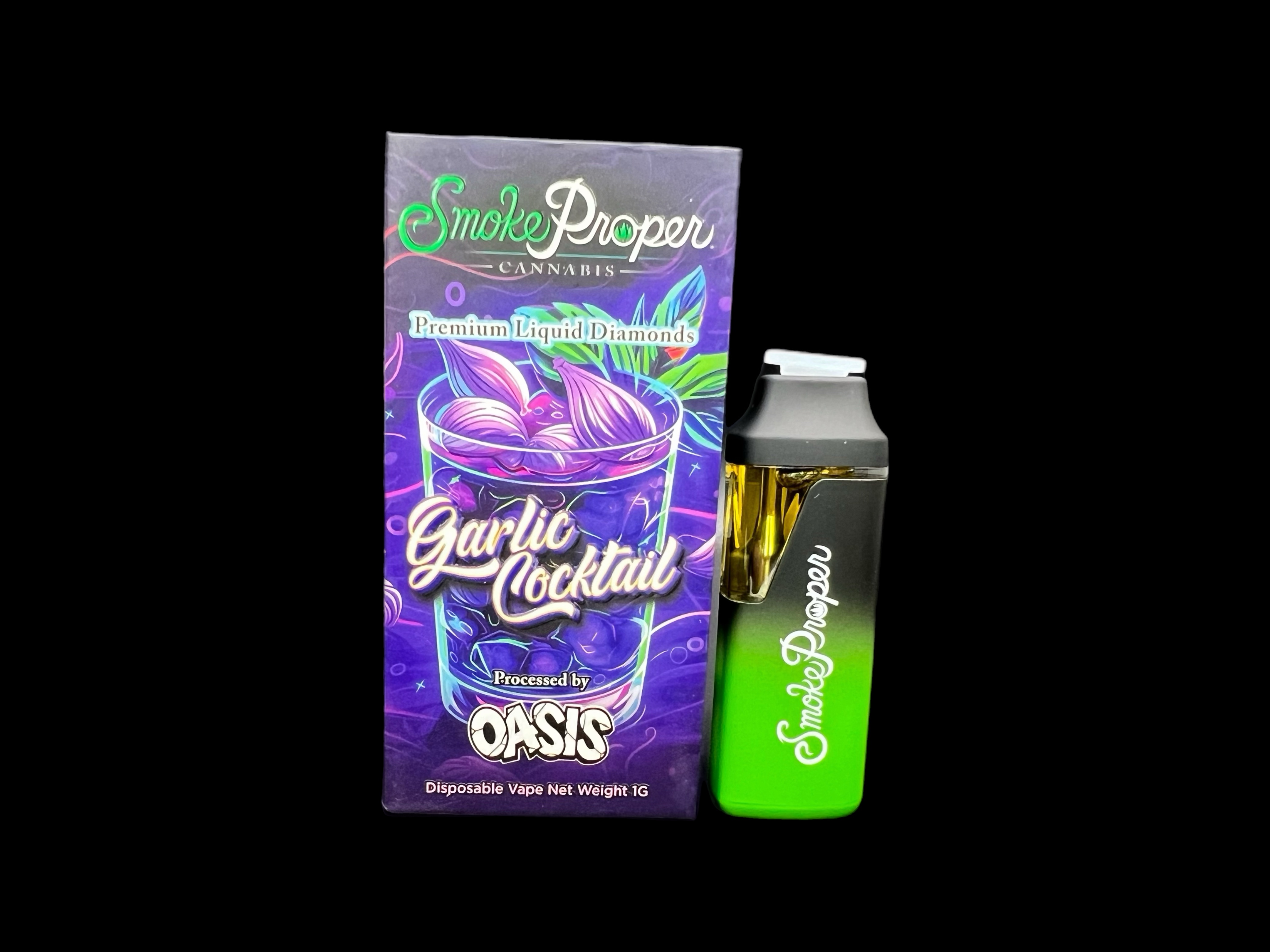 Photograph of product: Smoke Proper: Garlic Cocktail liquid Diamonds Disposable