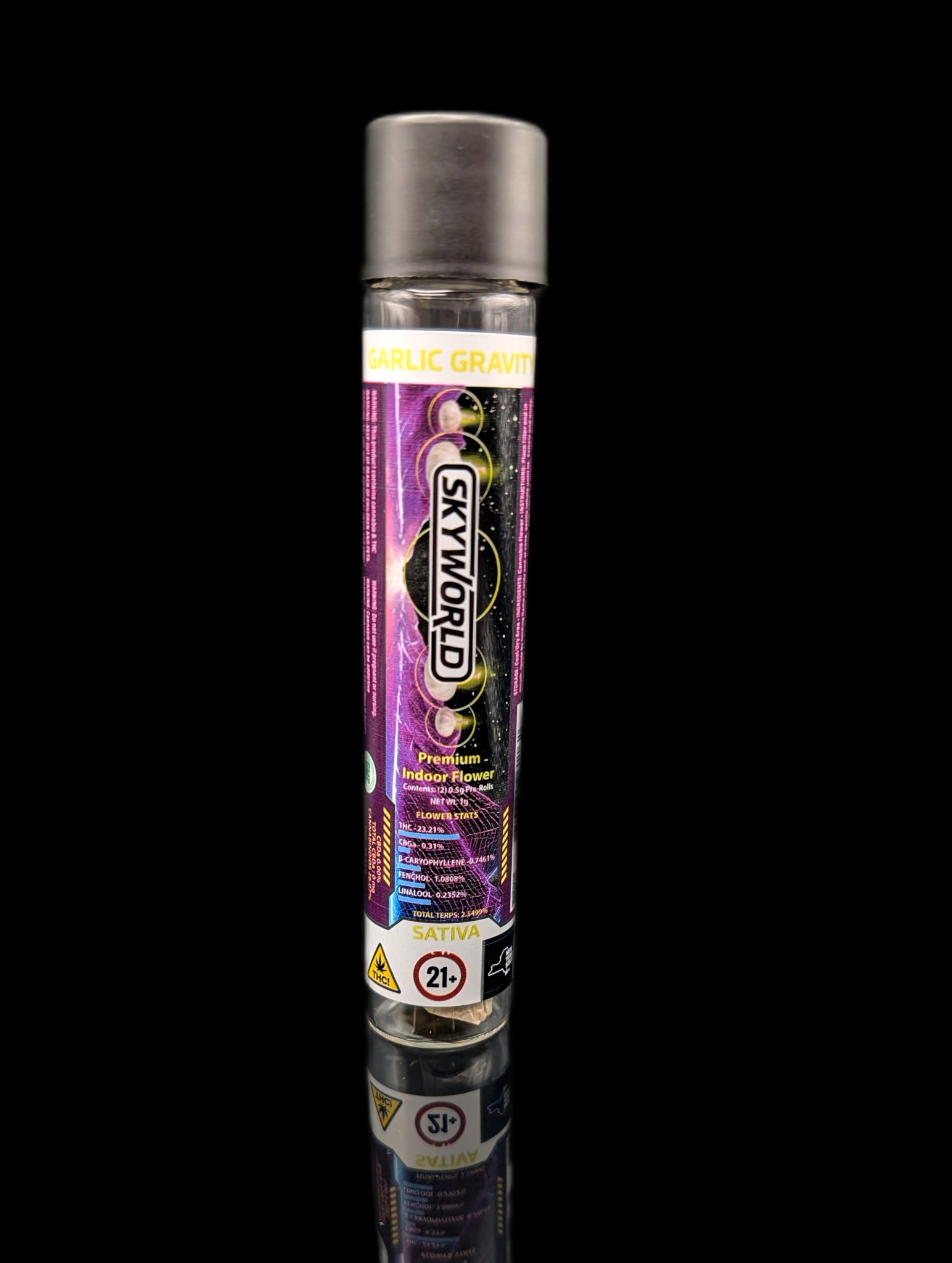 Photograph of product: SkyWorld - Premium Flower Preroll 0.5g (2pk) - Garlic Gravity - 1g