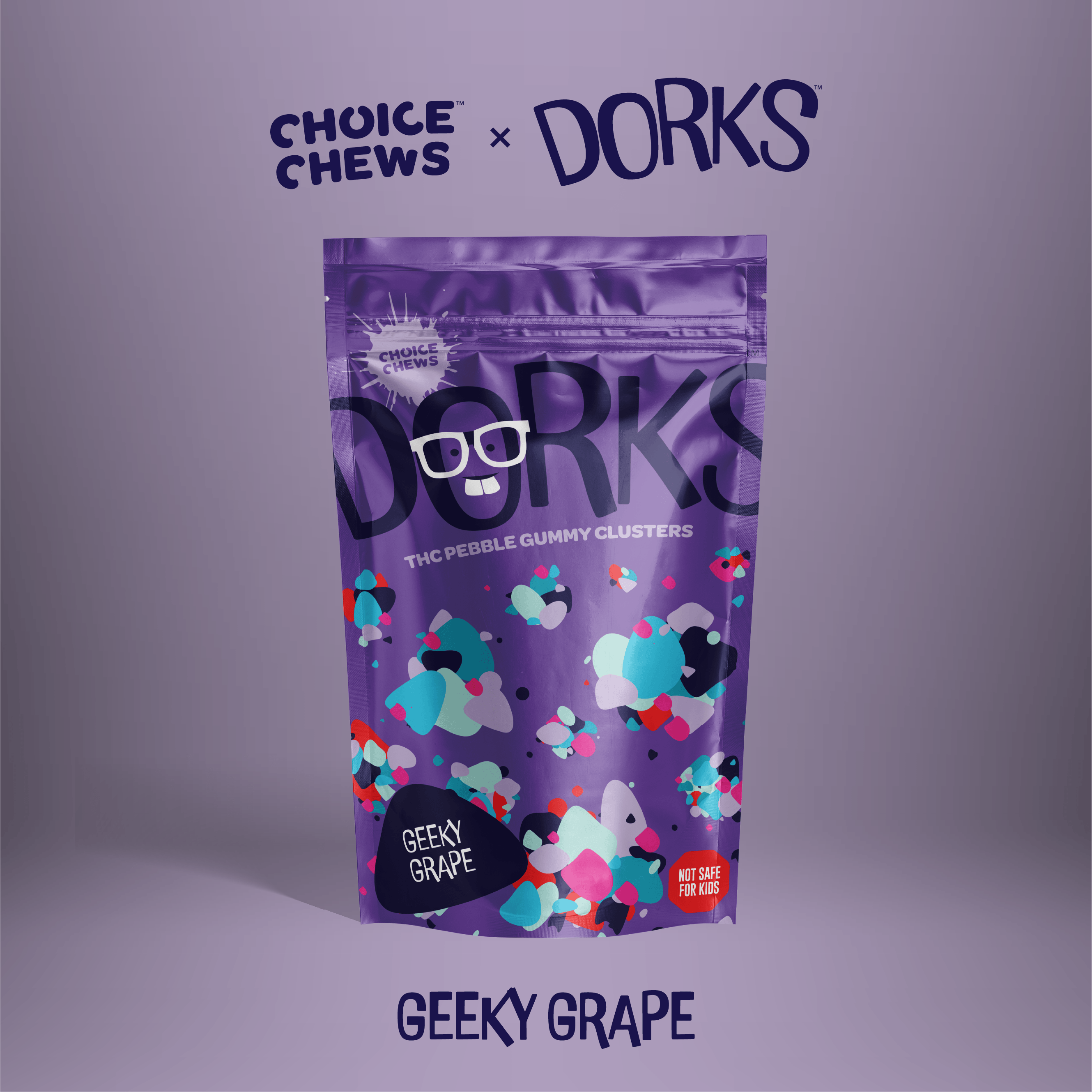 Photograph of product: Choice Chews | Dorks Geeky Grape Oui'd Gummies | 100mg