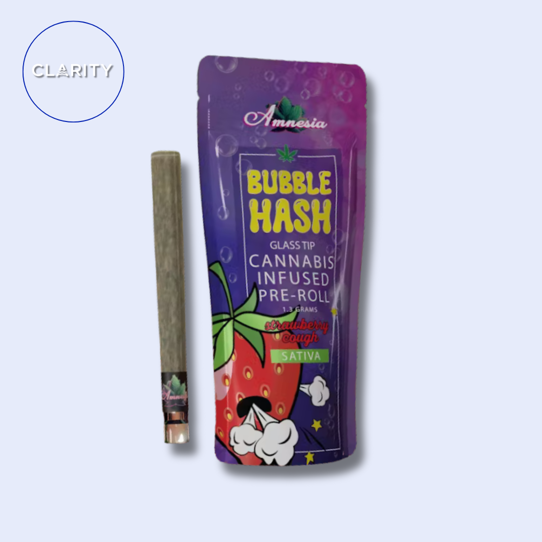 Photograph of product: Amnesia | 1.3g Bubble au chocolat Infused Preroll | Strawberry Cough