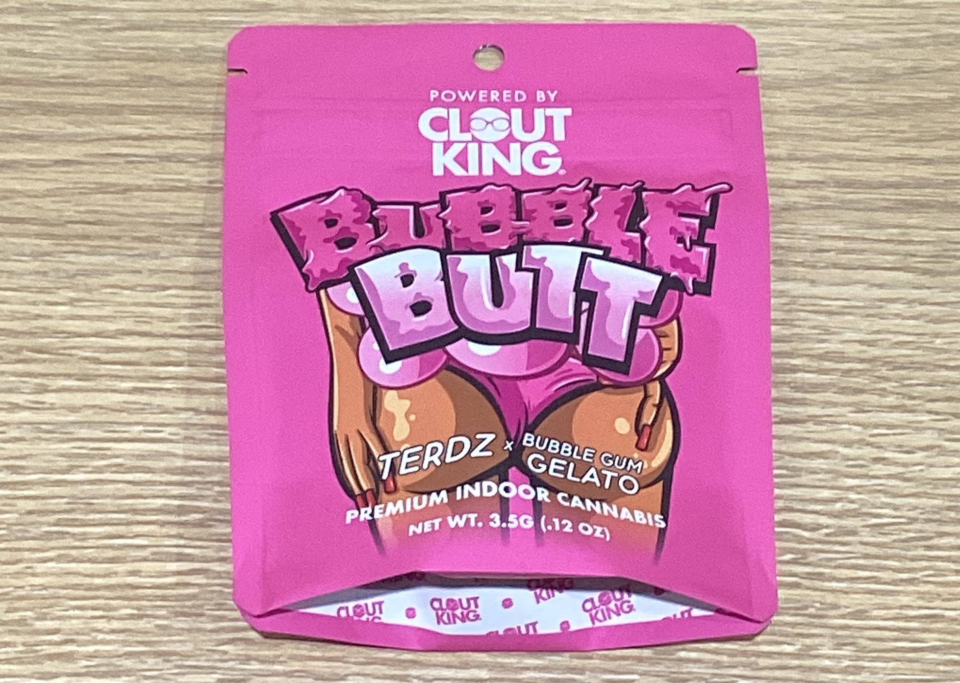 Photograph of product: CLOUT KING | PREPACKED | 3.5G | BUBBLE BUTT