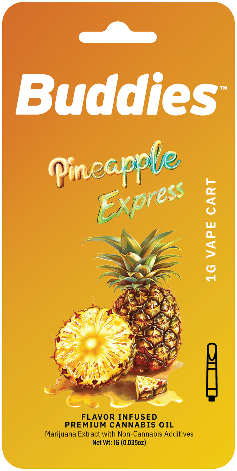 Photograph of product: Cartridge - 1g Buddies Flavored - Pineapple Express - GREEN LEAF SPECIAL