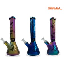 Photograph of product: 14" Etched Image Iridized Beaker Bong w/ Flower Bowl