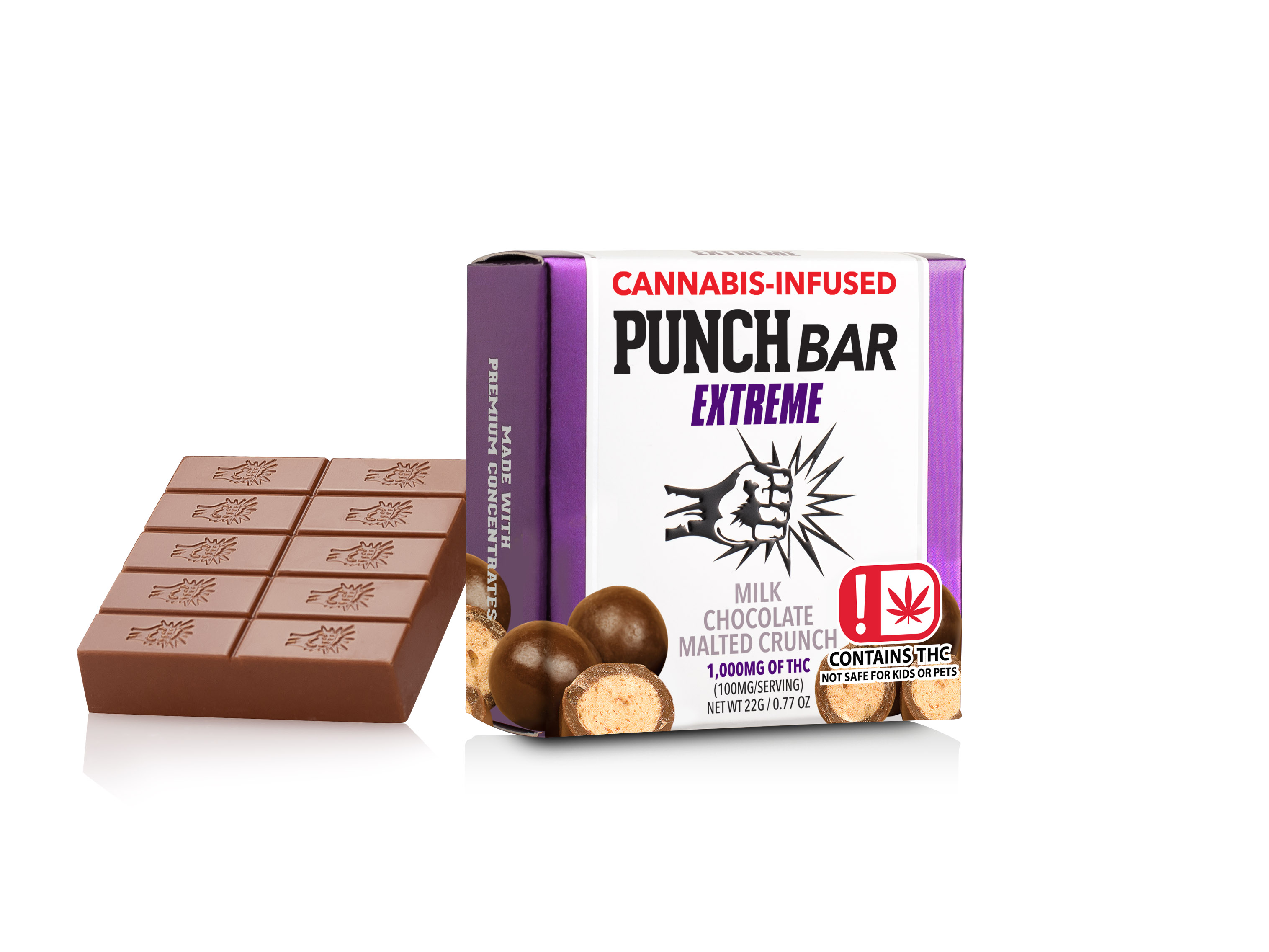 Photograph of product: Milk Chocolate Malted Crunch - Punch Chocolate Bar