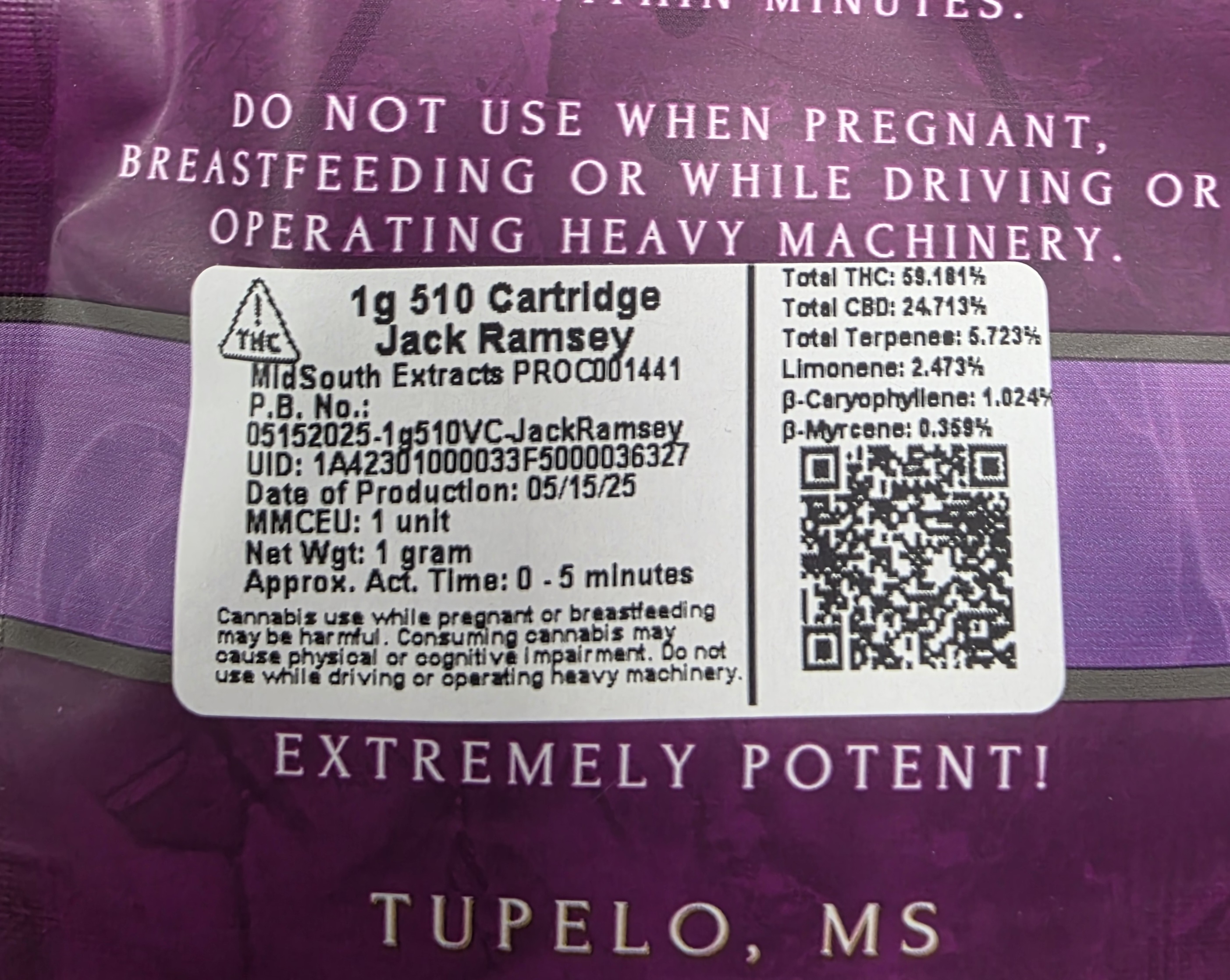 Photograph of product: Midsouth | 1g | Jack Ramsey Cartridge