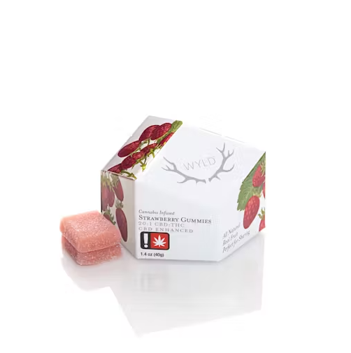Photograph of product: Wyld Strawberry Gummy 20:1 (CBD/TH-oui) 100mg