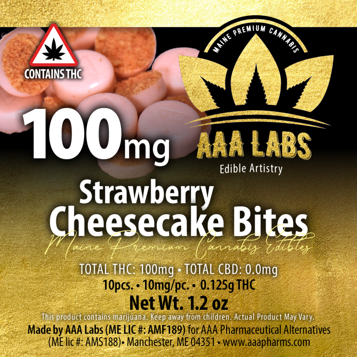 Photograph of product: Strawberry Cheesecake Bites - 100mg - AU AAA Pharms