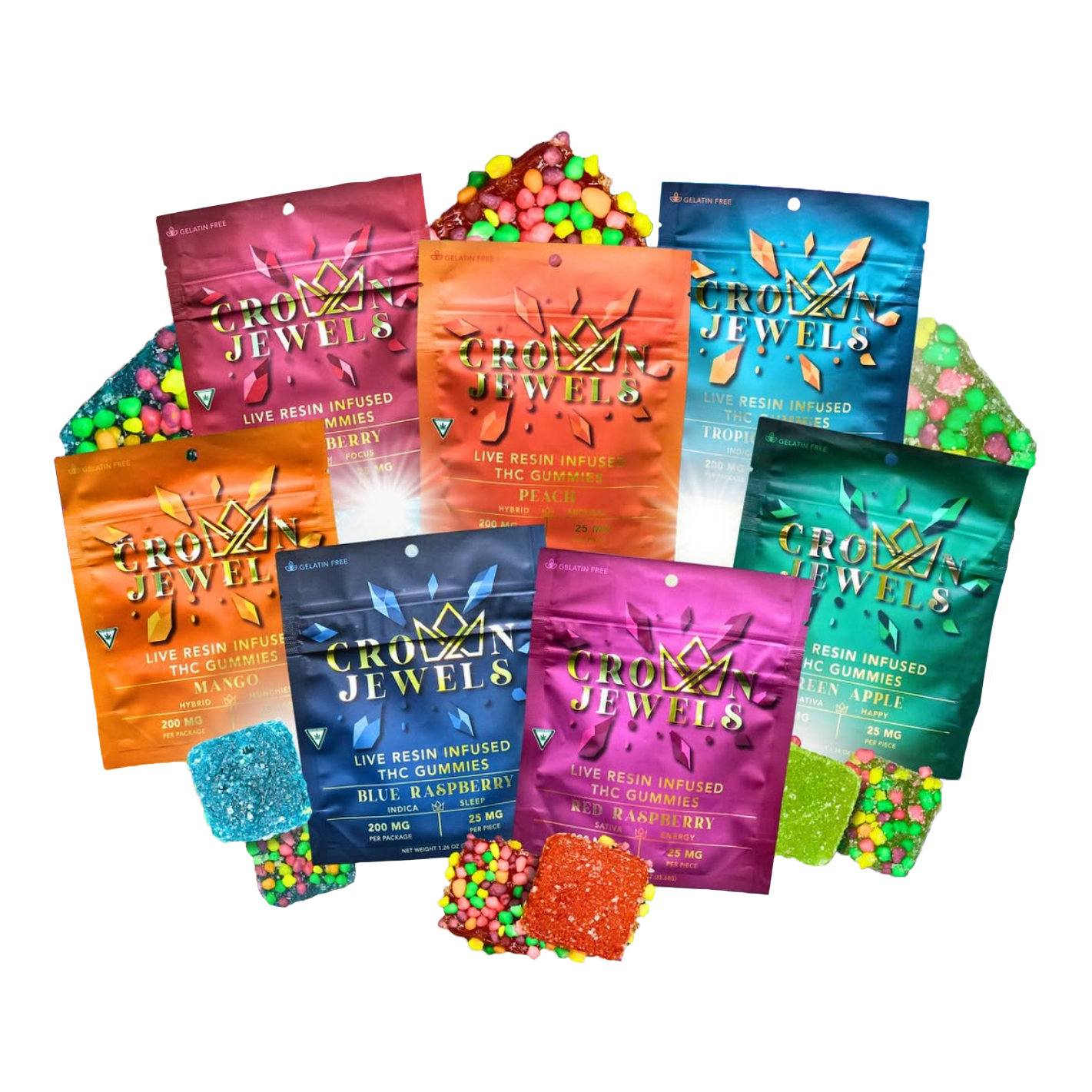 Photograph of product: Gold Crown - Watermelon Crown Jewels Oui'd Relief Gummies 200mg | 3/$25