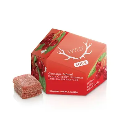 Photograph of product: WYLD Gummies - 100mg - Sour Cherry - Oui'd