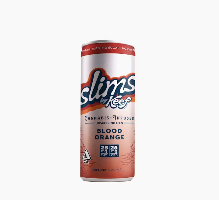 Photograph of product: Slims   Blood Orange 1:1 Thc:Cbd (25mg) Sparkling Water [H]
