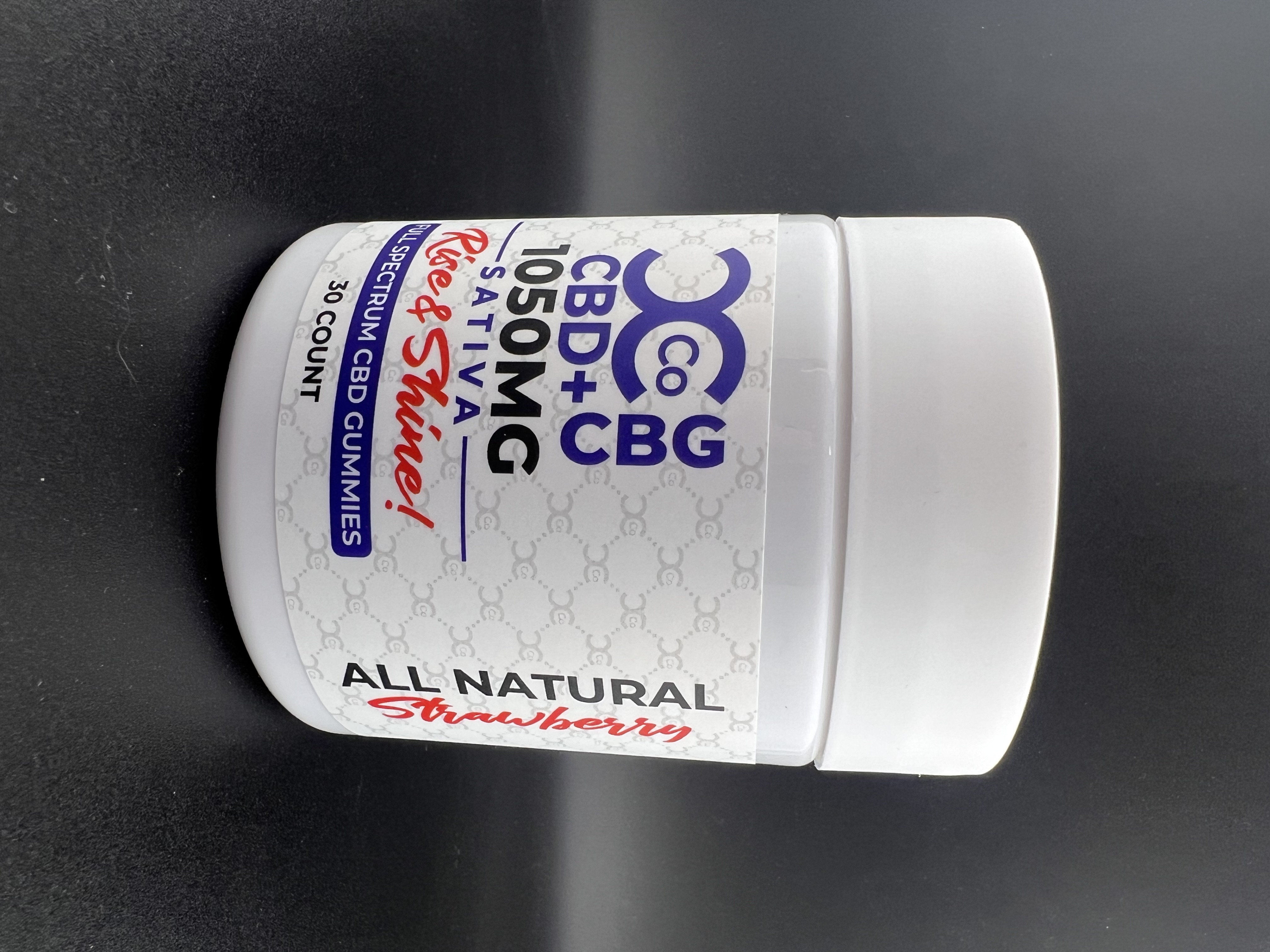 Photograph of product: CCCo - Rise & Shine - 25mg CBD 10mg CBG Gummies - Strawberry - 30ct