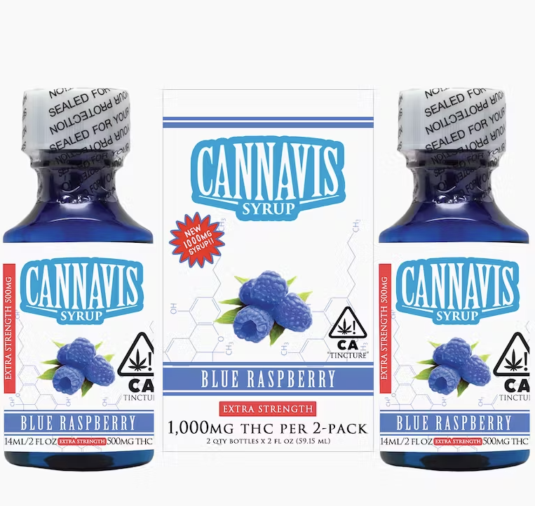 Photograph of product: Blue Raspberry 1000mg 2pk Syrup Tincture - Cannavis Syrup
