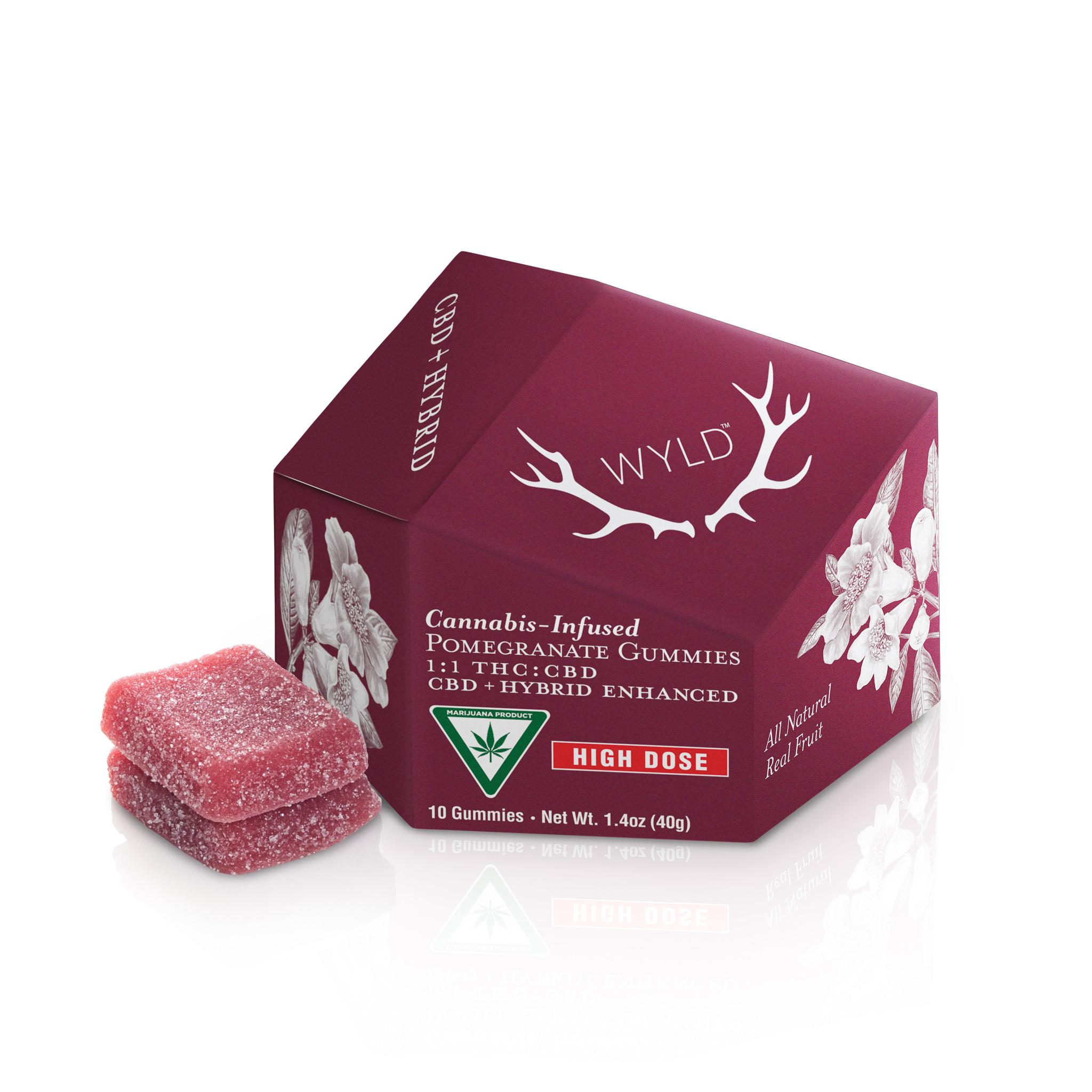 Photograph of product: Wyld Pomegranate Gummies 200mg THC | 200mg CBD