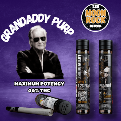 Photograph of product: 1.2g Grandaddy Purp Berry Moonrock Preroll [46% TH-oui]