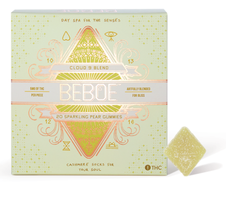 Photograph of product: Sparkling Pear 1:1 [5mg CBG : 5mg TH-oui] Cloud 9 Gummies || Beboe