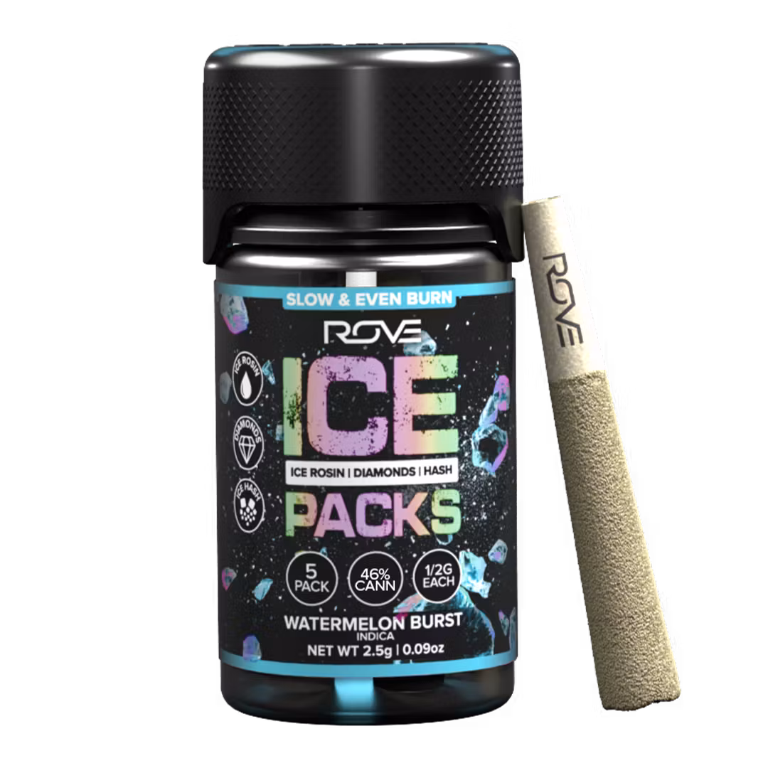 Photograph of product: Rove Ice Packs Rosin Infused 5-Pack | Watermelon Burst | 2.5g