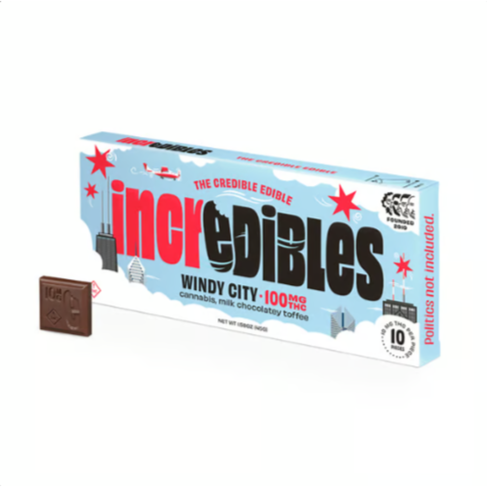 Photograph of product: Incredibles | Windy City Chocolate Bar | 100mg