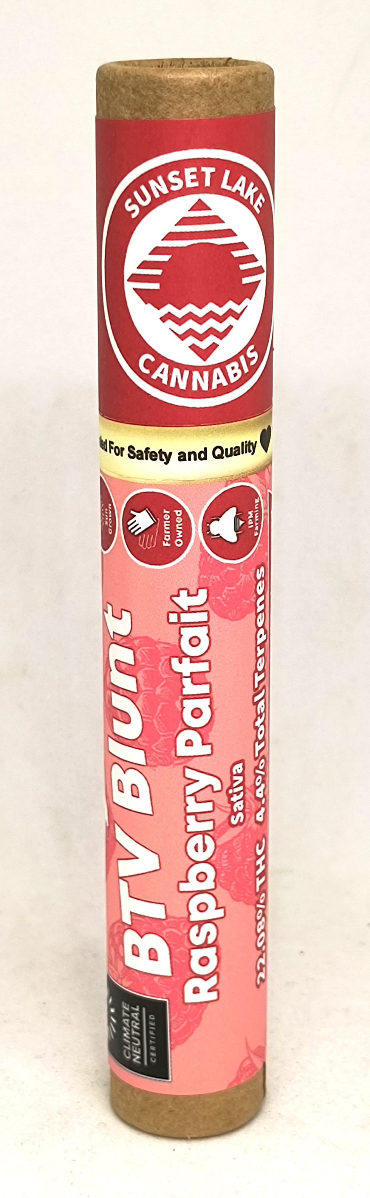Photograph of product: Raspberry Parfait Hemp Leaf Blunt | Sunset Lake