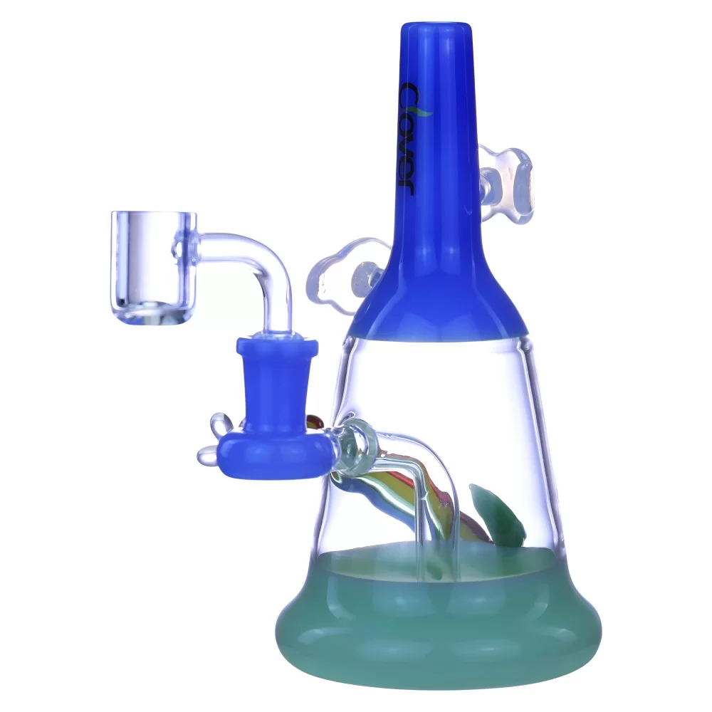 Photograph of product: Clover Glass - 7" Clouds Chasing Rainbow Dab Rig - Cobalt Blue