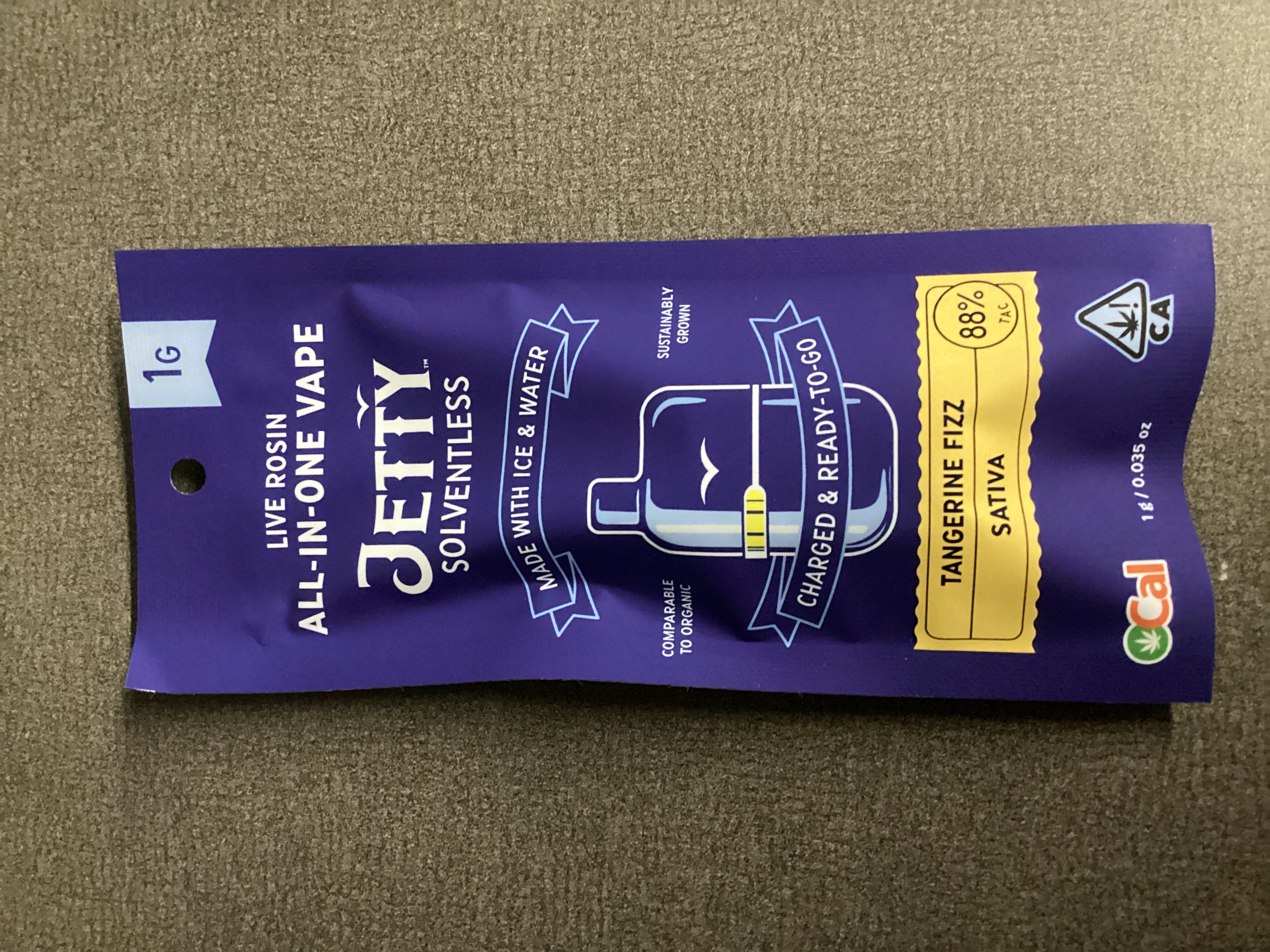 Photograph of product: JETTY - TANGERINE FIZZ SOLVENTLESS MINI TANK DISPOSABLE