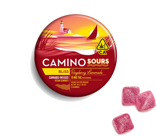 Photograph of product: Camino Sours | Raspberry Lemonade Gummies | 10ct | 100mg