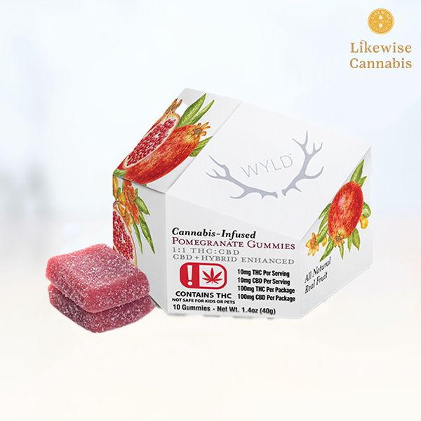 Photograph of product: 10-PACK 100MG TH-oui 100MG CBD POMEGRANATE 1:1 TH-oui/CBD GUMMIES