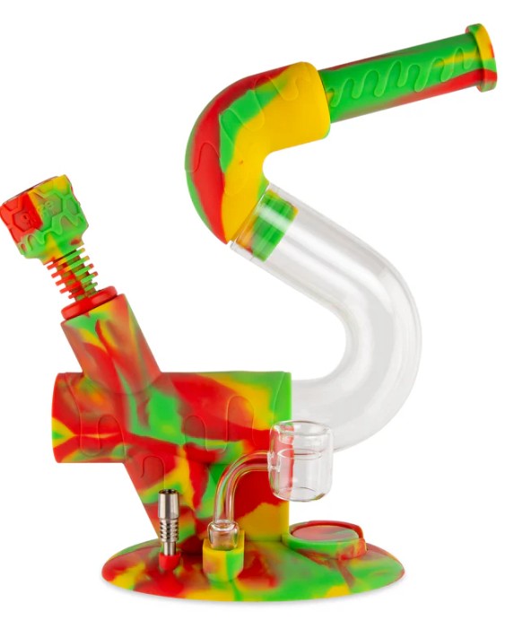 Photograph of product: ESD | Ooze | Swerve | 4-in-1 | Water Pipe + Nectar Collector | Rasta | 1