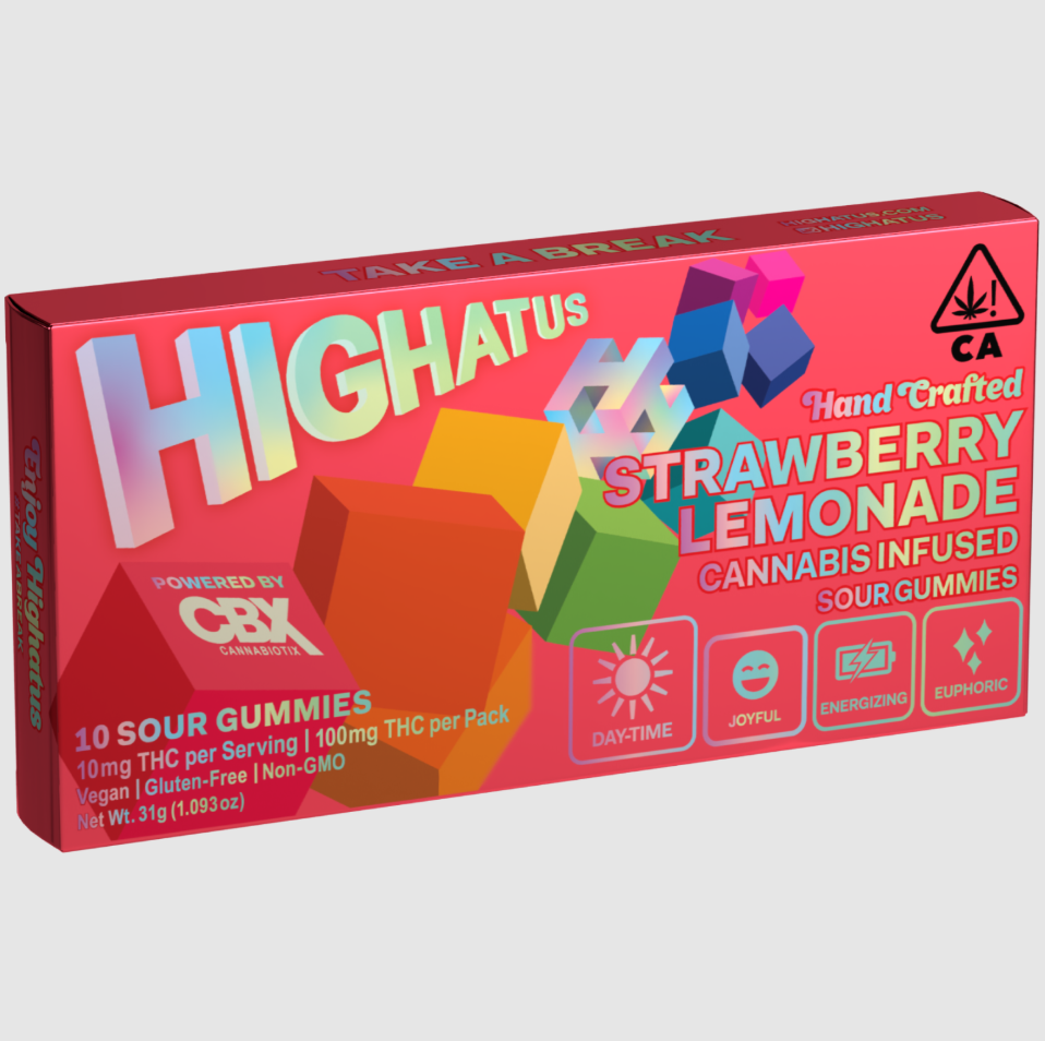 Photograph of product: Highatus - Strawberry Lemonade Sour Gummies 100mg