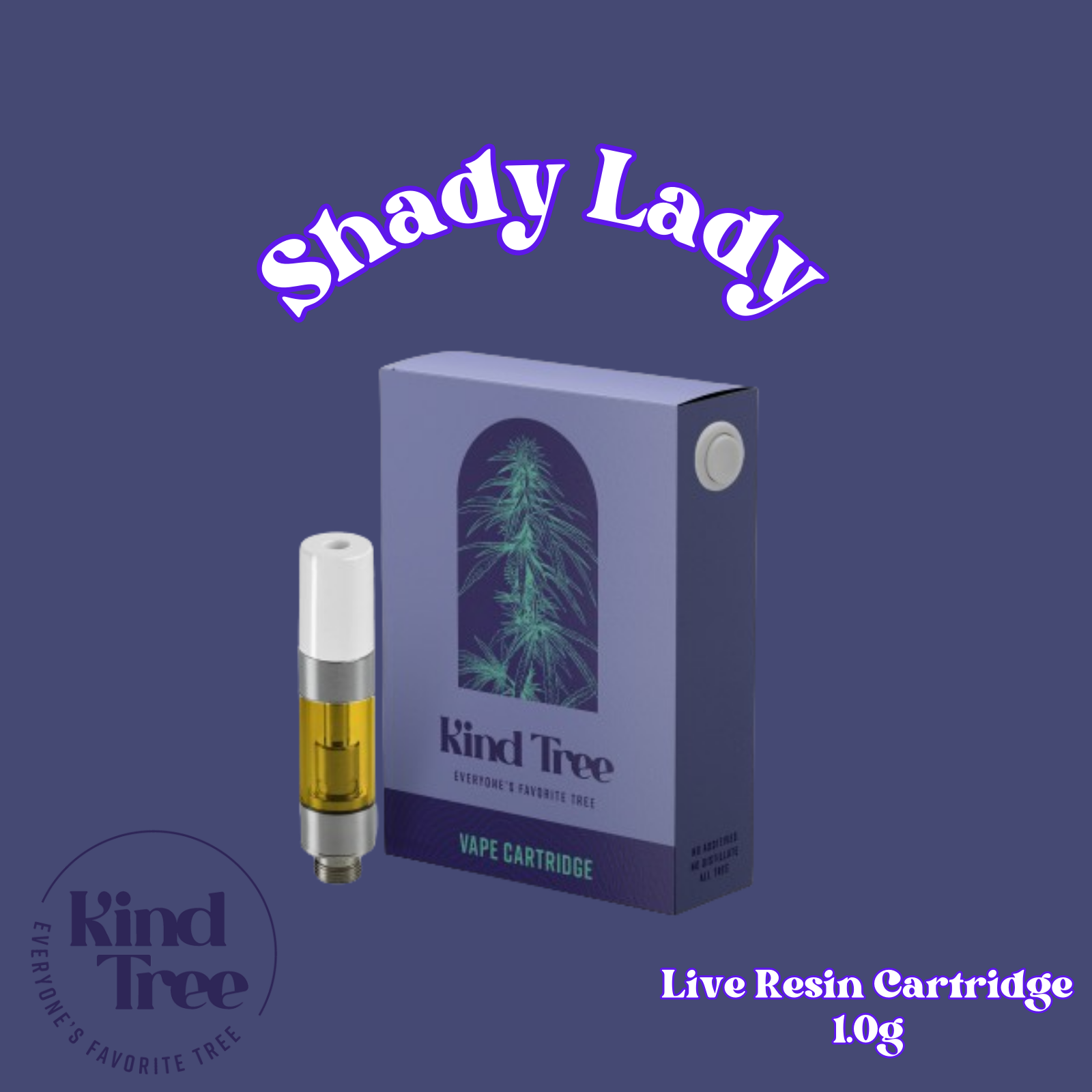 Photograph of product: Kind Tree Live Resin Cartridge | Shady Lady | 1g (Hybrid)