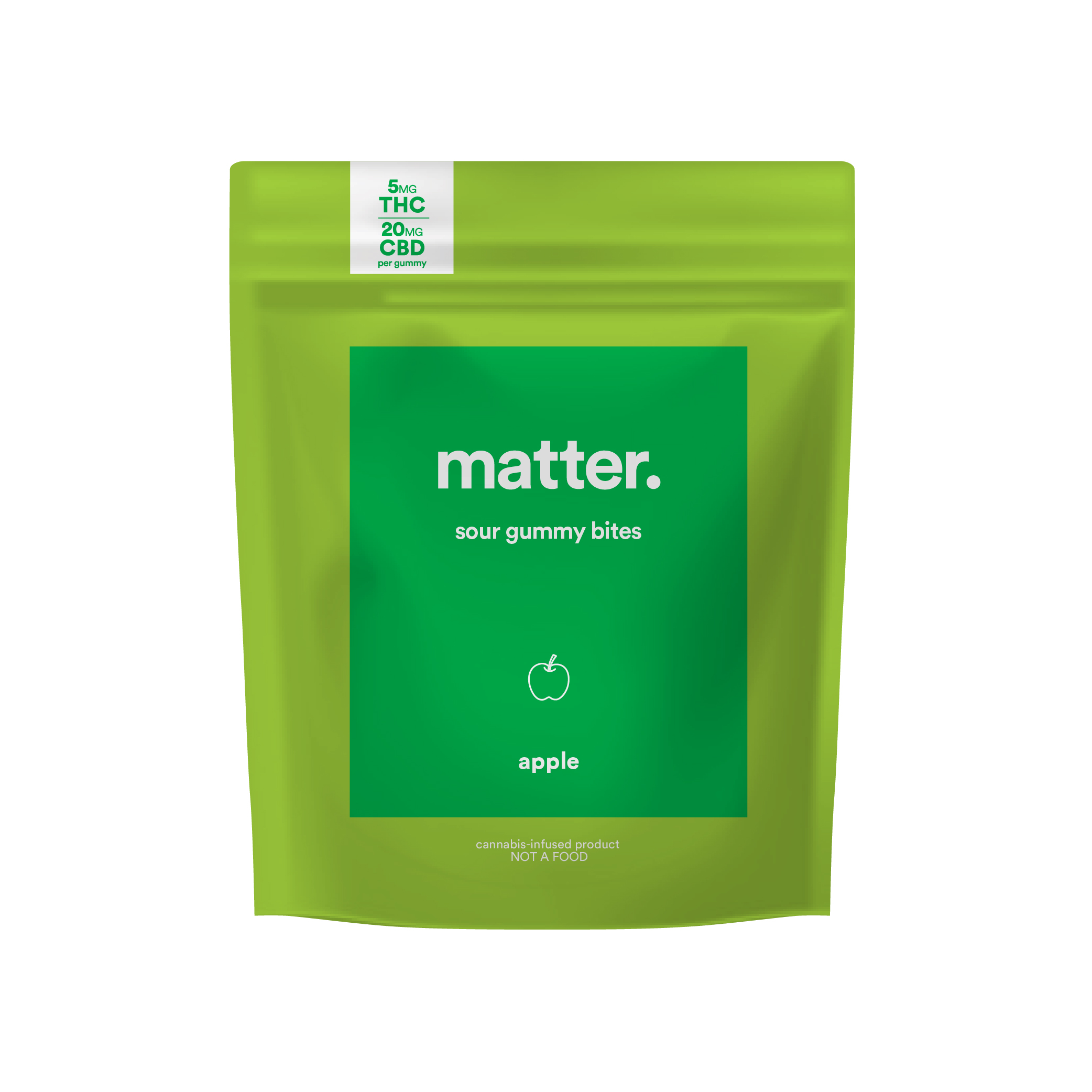 Photograph of product: Sour Apple | 40mg CBD : 10mg TH-oui | 10pk Gummy | matter.