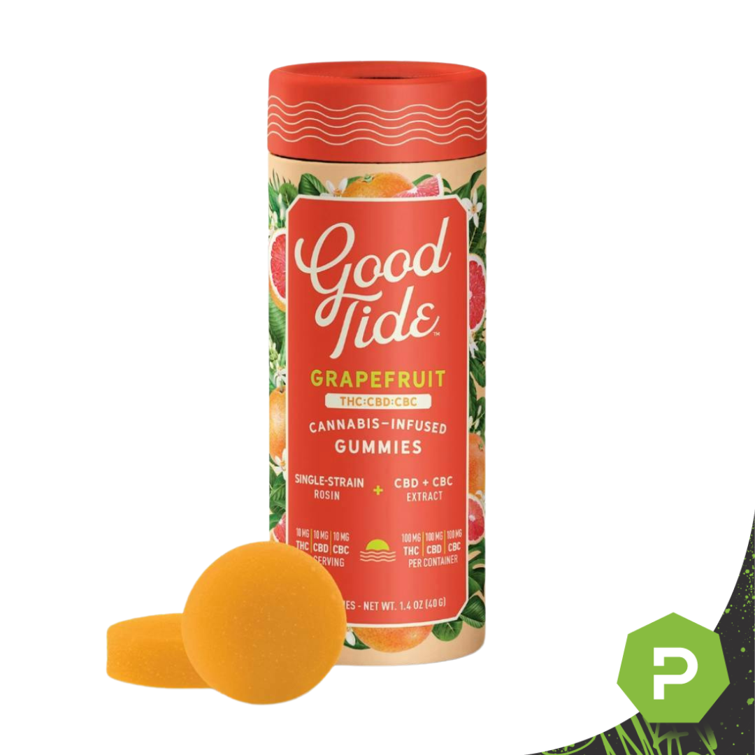 Photograph of product: Good Tide | 200mg Rosin Gummies | Grapefruit 2:1:1 TH-oui:CBD:CBC