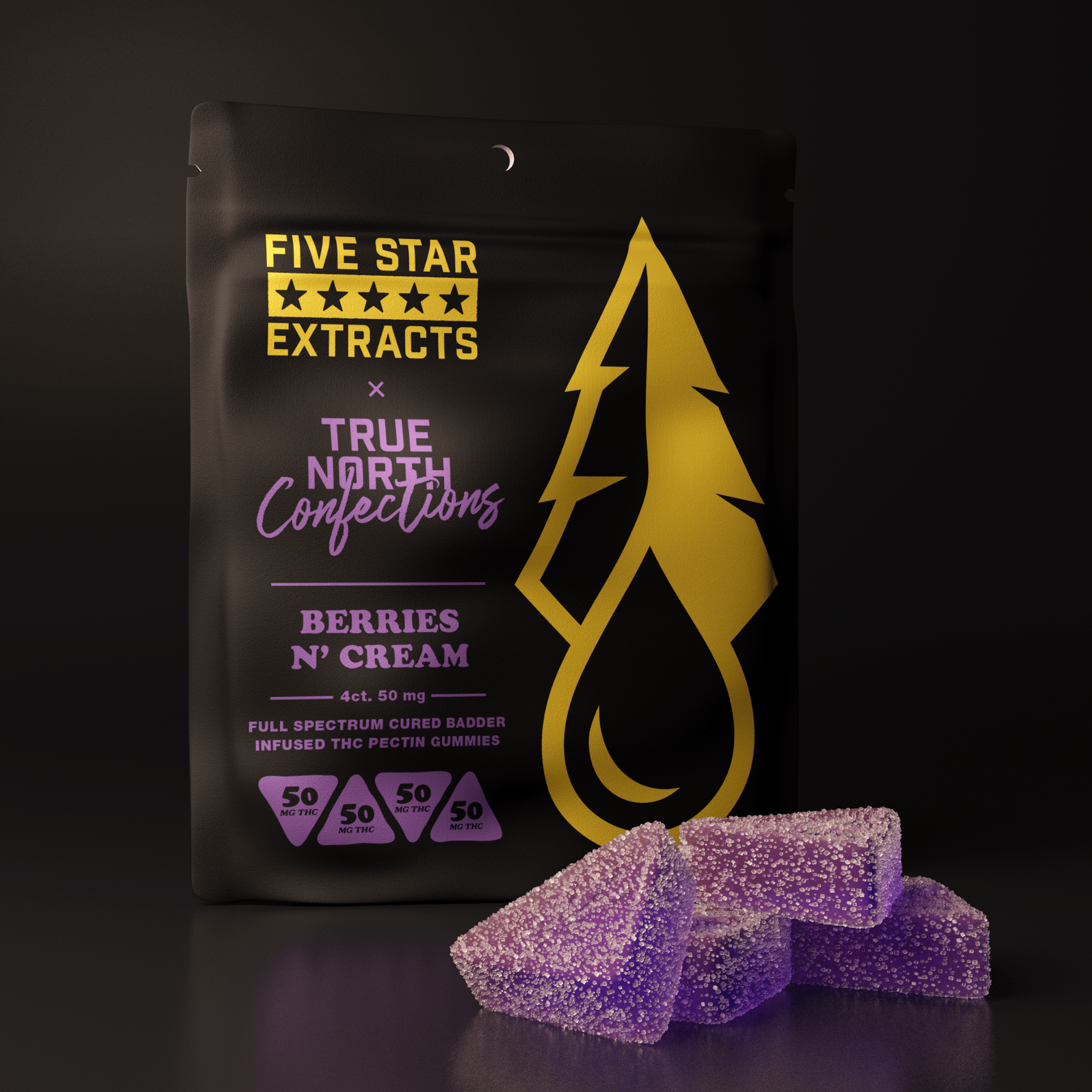 Photograph of product: True North x Five Star Full Spectrum Gummies Berries N' Cream | 200mg