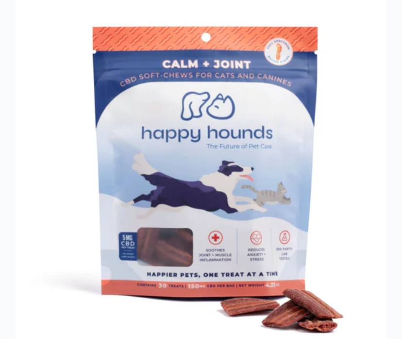 Photograph of product: Happy Hounds | Calm and Joint Bacon Strips | 150mg cbd