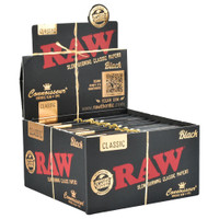 Photograph of product: RAW Black Classic Connoisseur Rolling Papers & Tips | King Size Slim