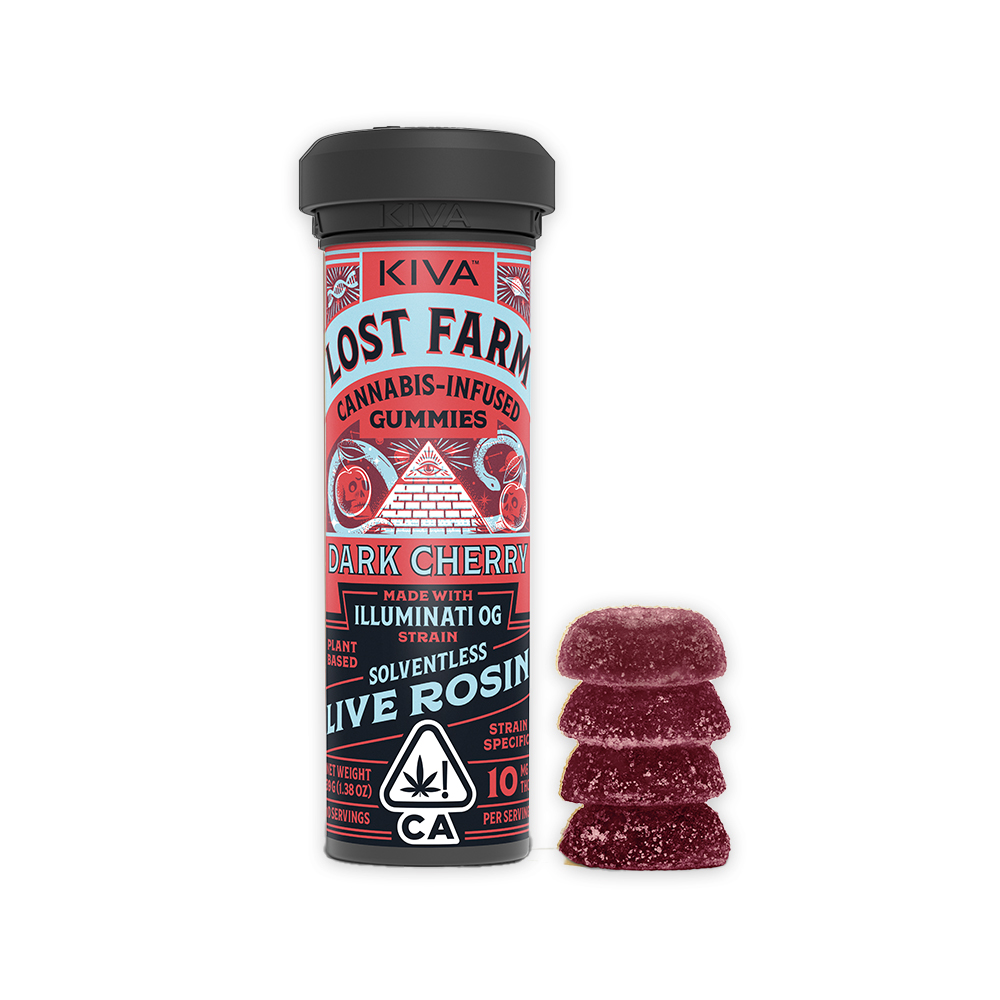 Photograph of product: LOST FARM DARK CHERRY ILLUMINATI OG ROSIN GUMMIES [10 CT]