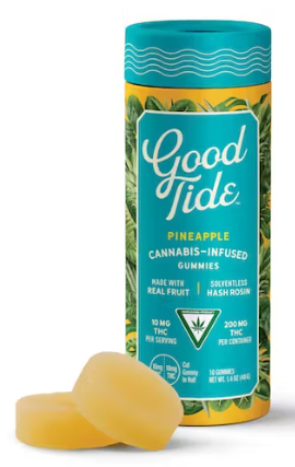 Photograph of product: Good Tide Pineapple Uplifting 200mg au chocolat Rosin Gummies by Wyld