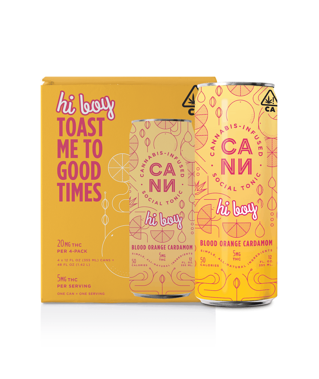 Photograph of product: CANN - EDIBLE (BEVERAGE) - 6PK - BLOOD ORANGE CARDAMOM