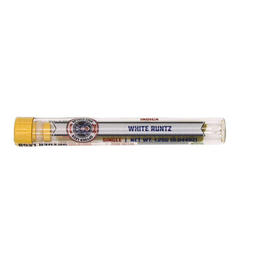 Photograph of product: Spyder Legs - 1.25g Infused Preroll - White Runtz