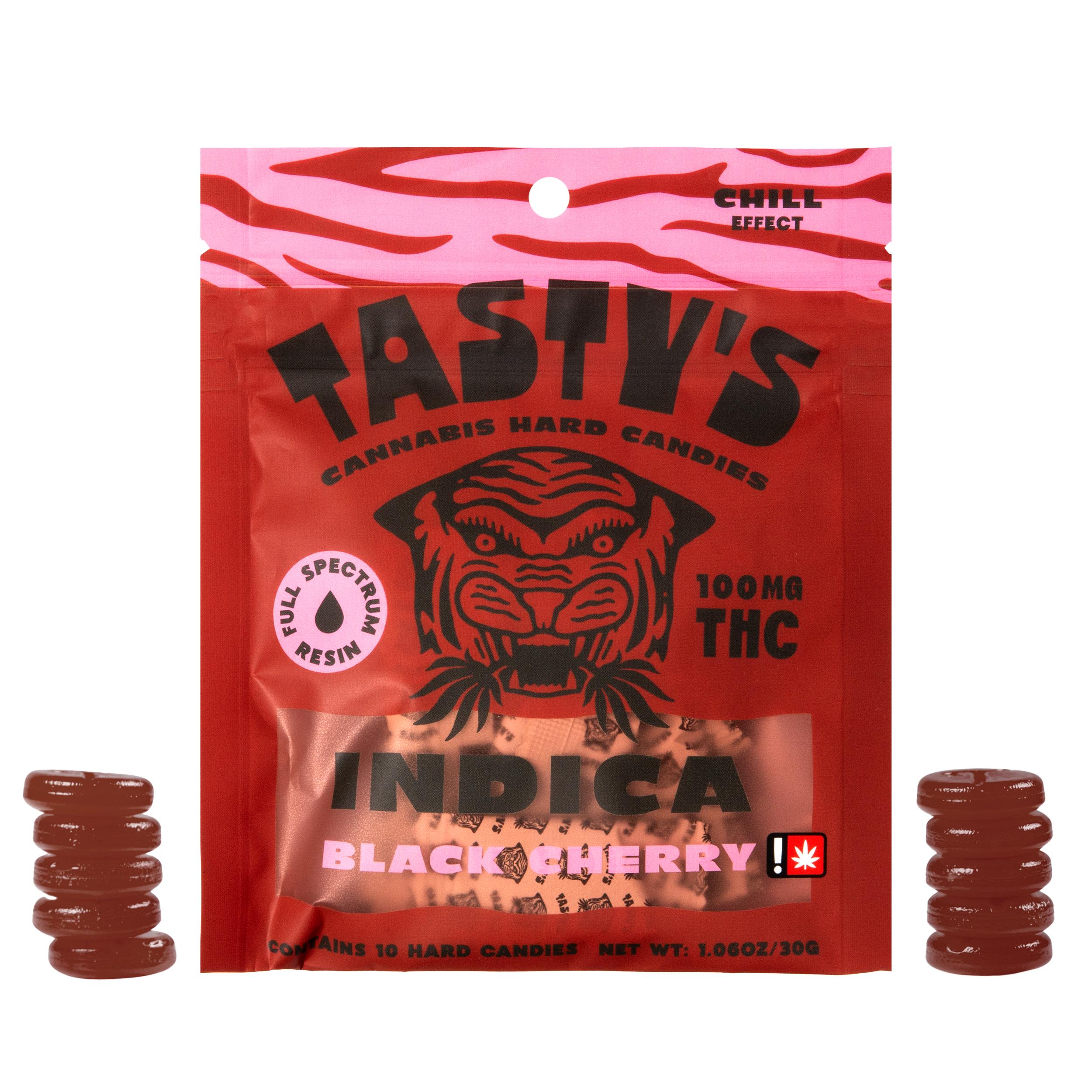 Photograph of product: Tasty's | Black Cherry Kush Hard Candy | 100mg 10pk