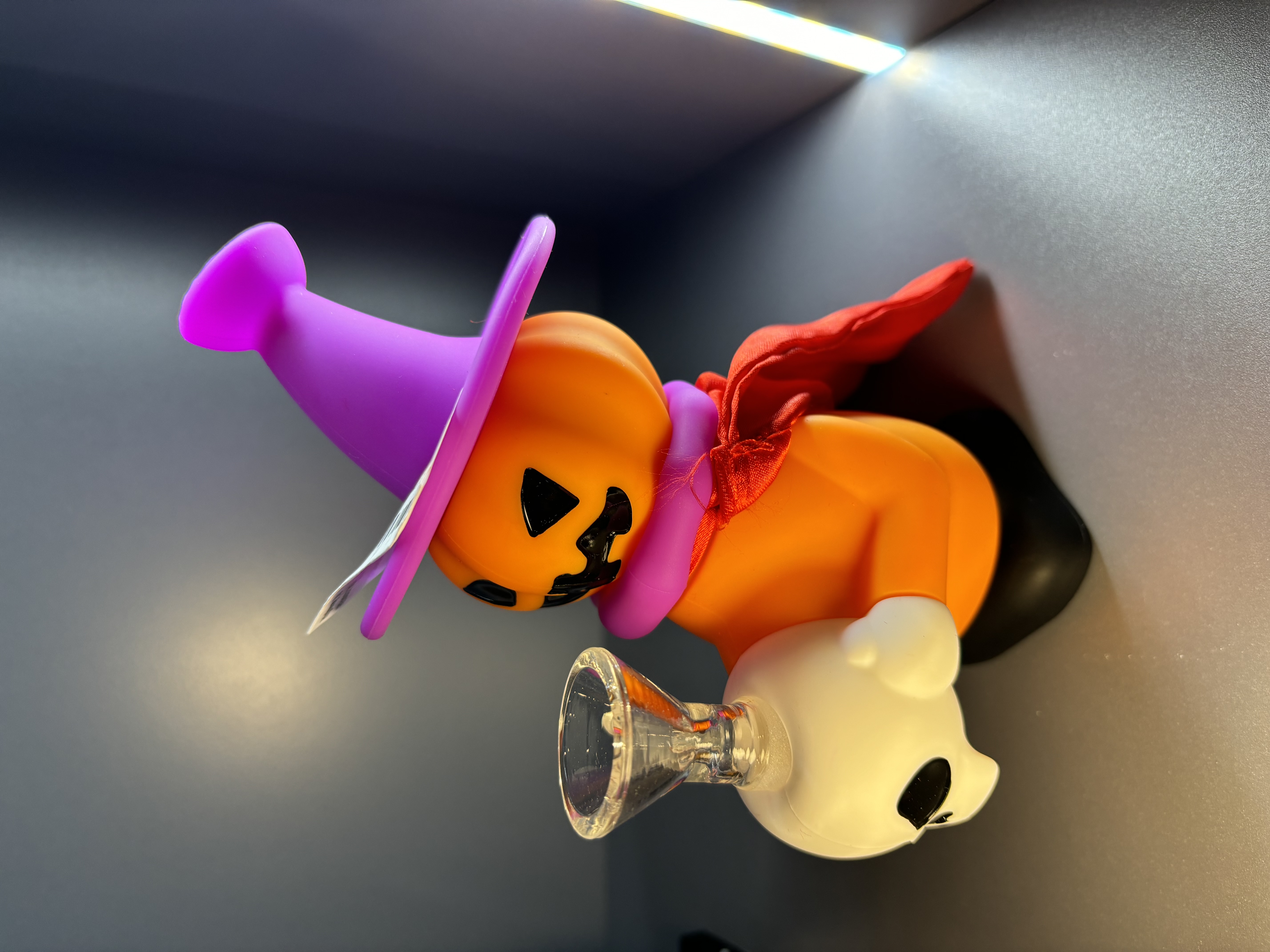 Photograph of product: Pumpkin Witch Silicone Pipe w/ Cape 6.5"