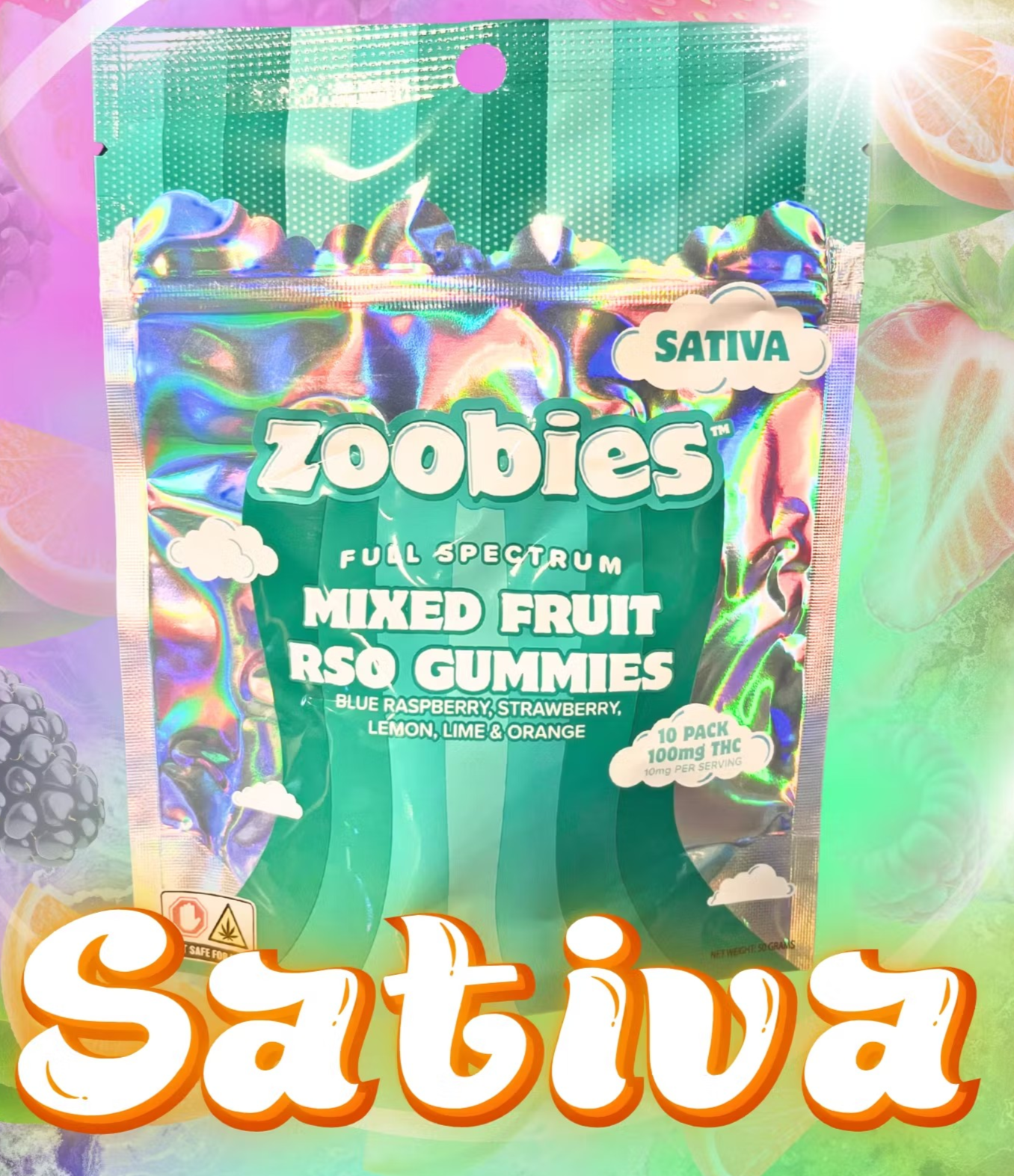 Photograph of product: Zoobies - Full Spectrum Mixed Fruit RSO Oui'd Gummies - 100mg (10pcs)