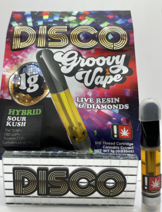 Photograph of product: Disco | Groovy Vape Cart Sour Kush | Hybrid